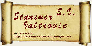 Stanimir Valtrović vizit kartica